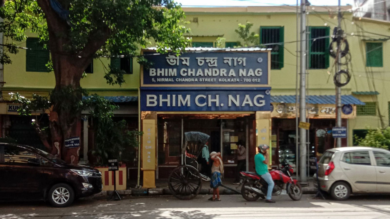 Bhim Chandra Nag sweet shop street view Kolkata