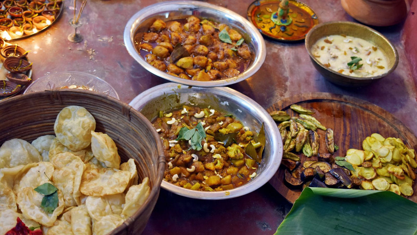 Traditional Indian Festive Meal Spread