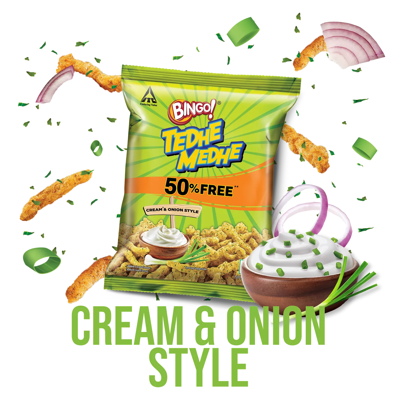 Tedhe Medhe Cream And Onion - Bingo! Snacks