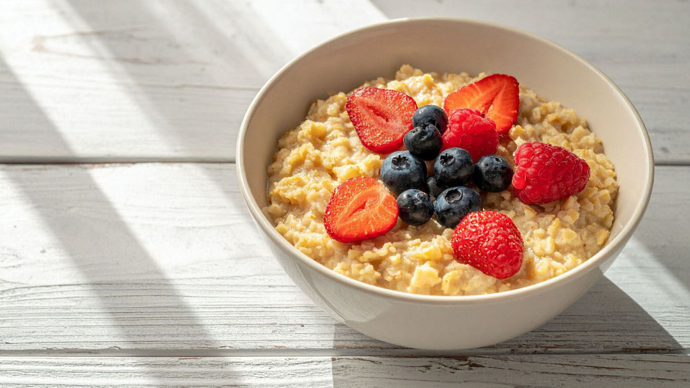 Bowl of oatmeal with fresh berries