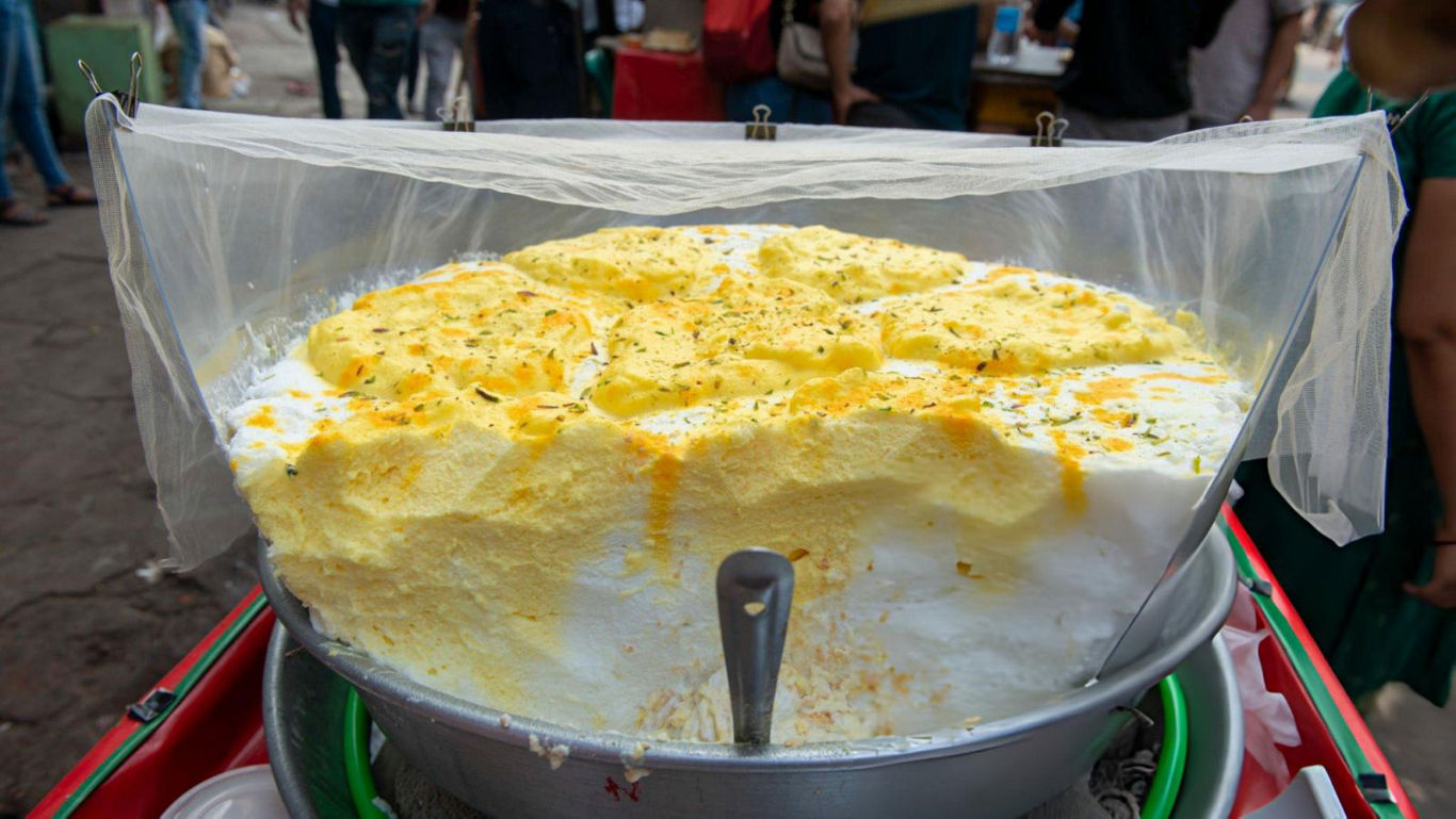 Street vendor selling whipped dessert