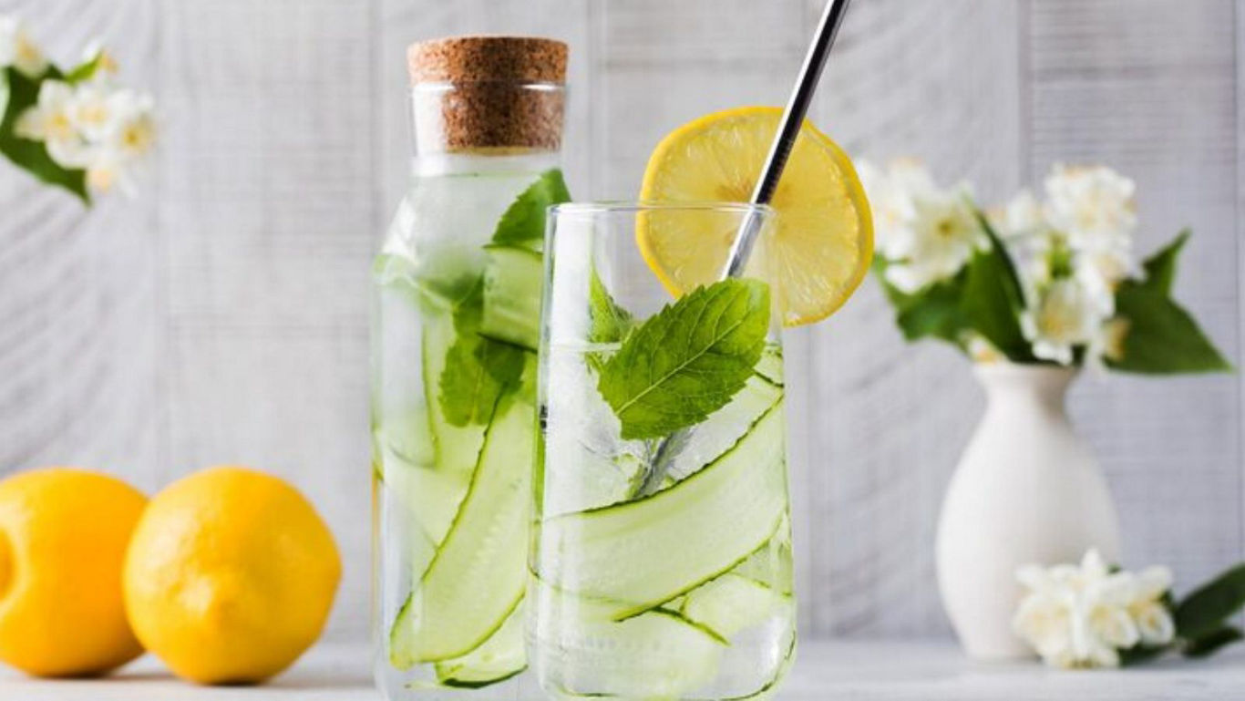 Refreshing cucumber lemon mint water