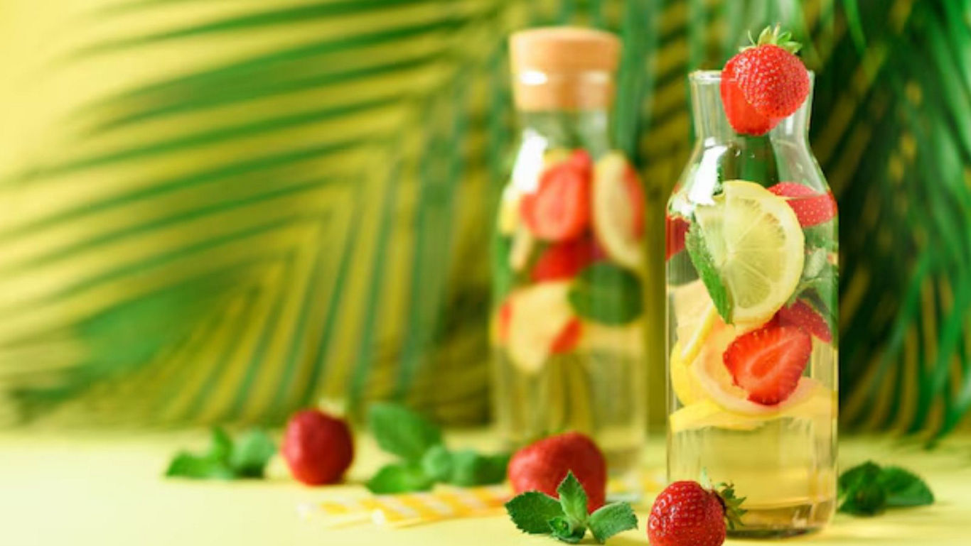 Fruit-Infused Water Bottles with Strawberries