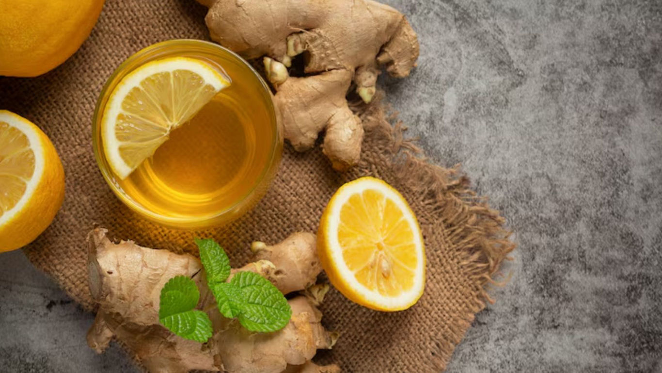 Ginger tea with lemon and mint