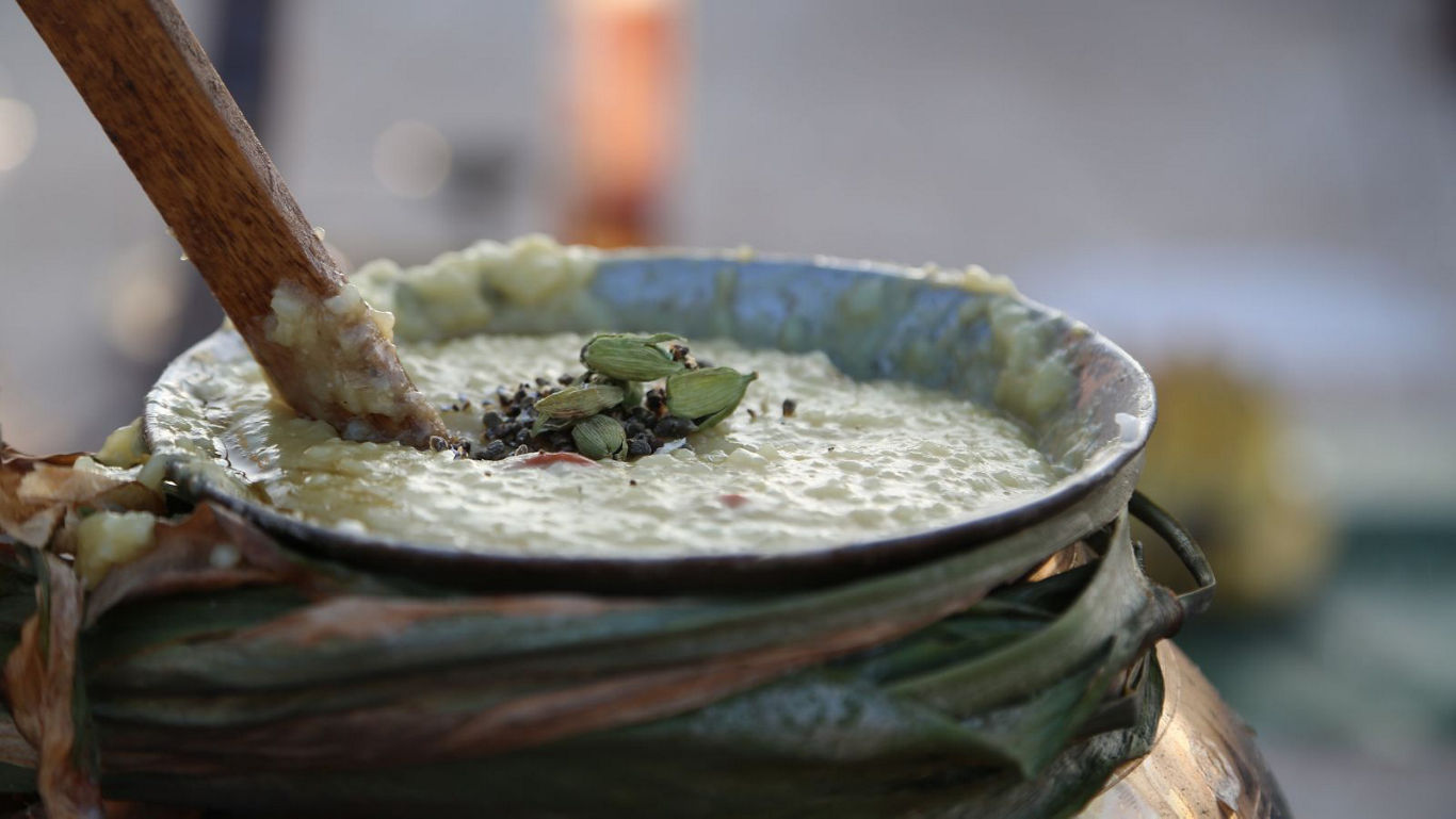 Traditional dish served in rustic setting