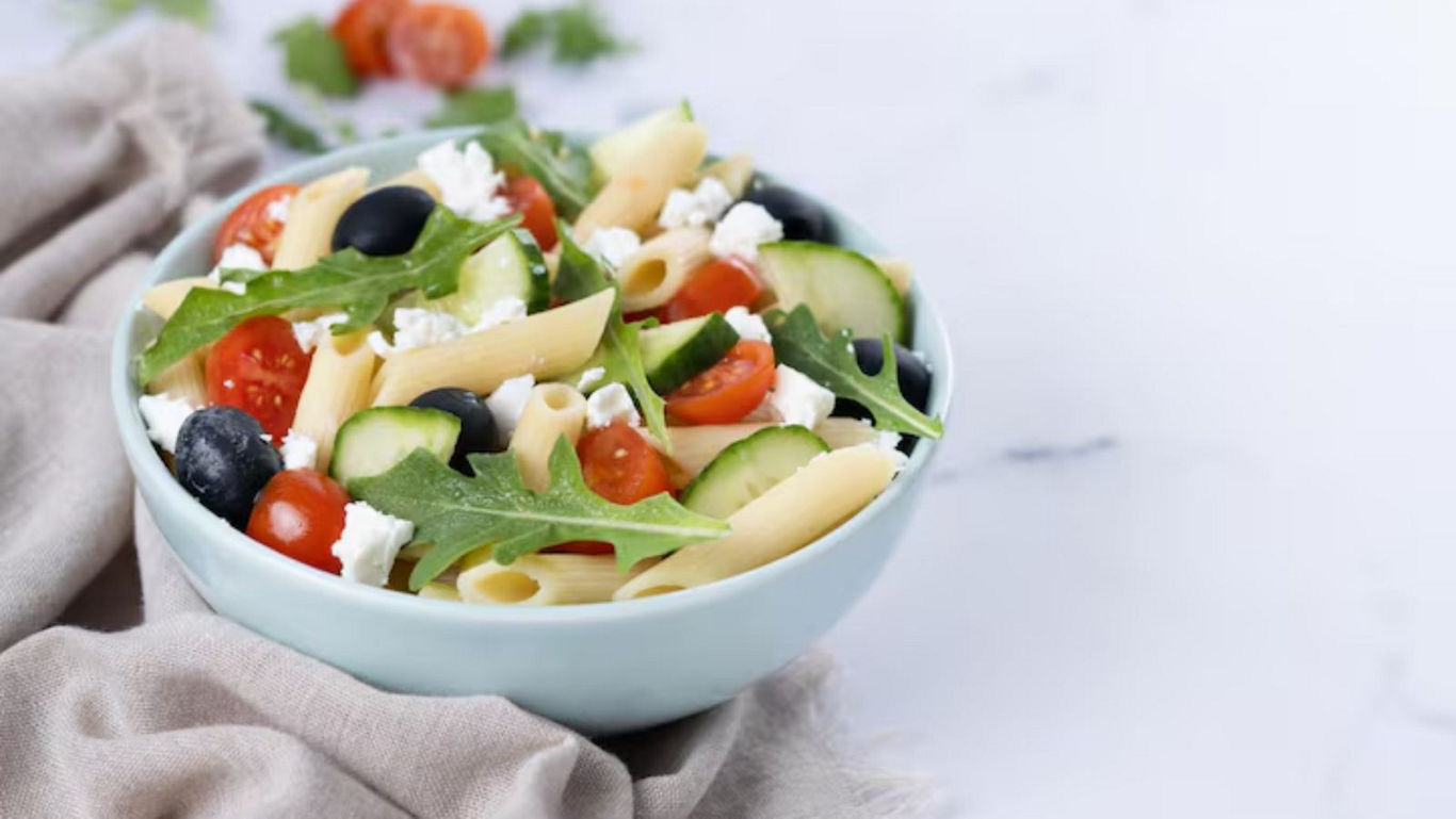Fresh Mediterranean Pasta Salad in Bowl