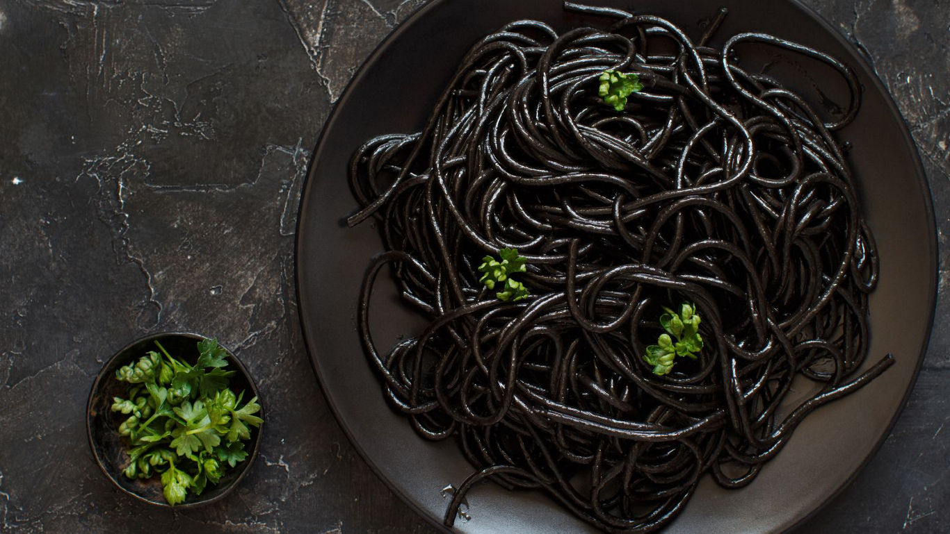 Black squid ink pasta with herbs
