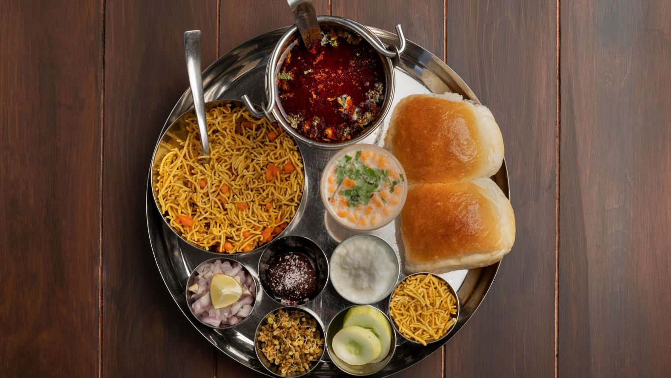 Indian street food platter with pav