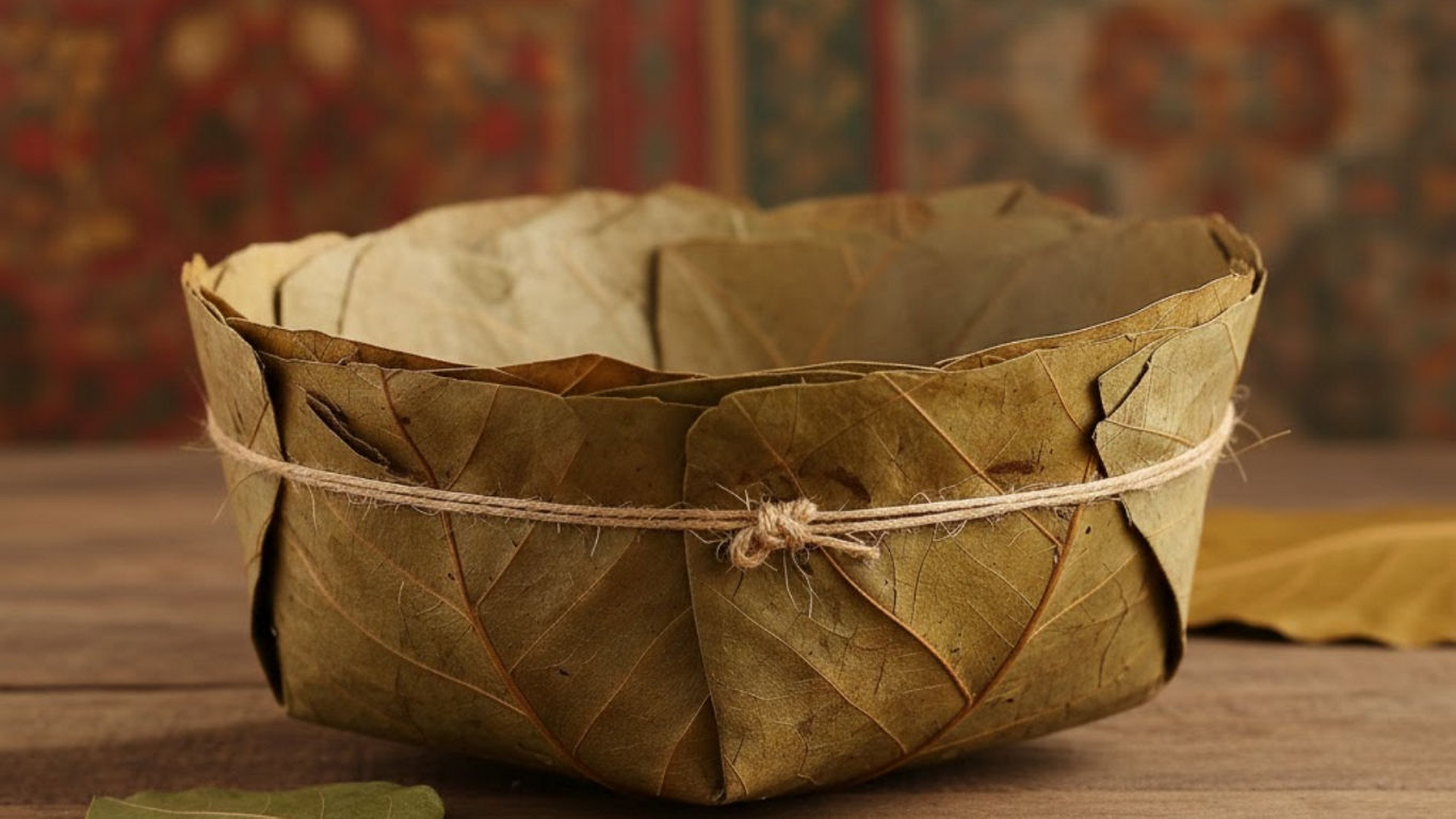 Surja Ki Dal served in a traditional leaf bowl 