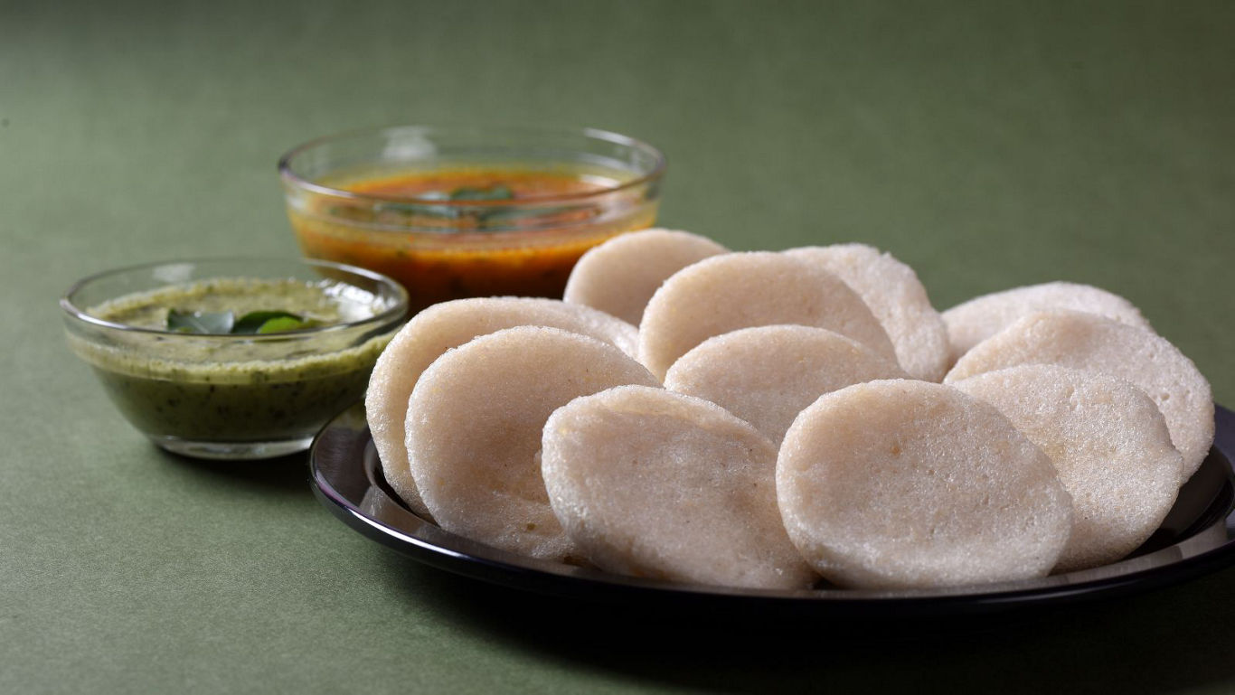 South Indian idli with chutney and sambar
