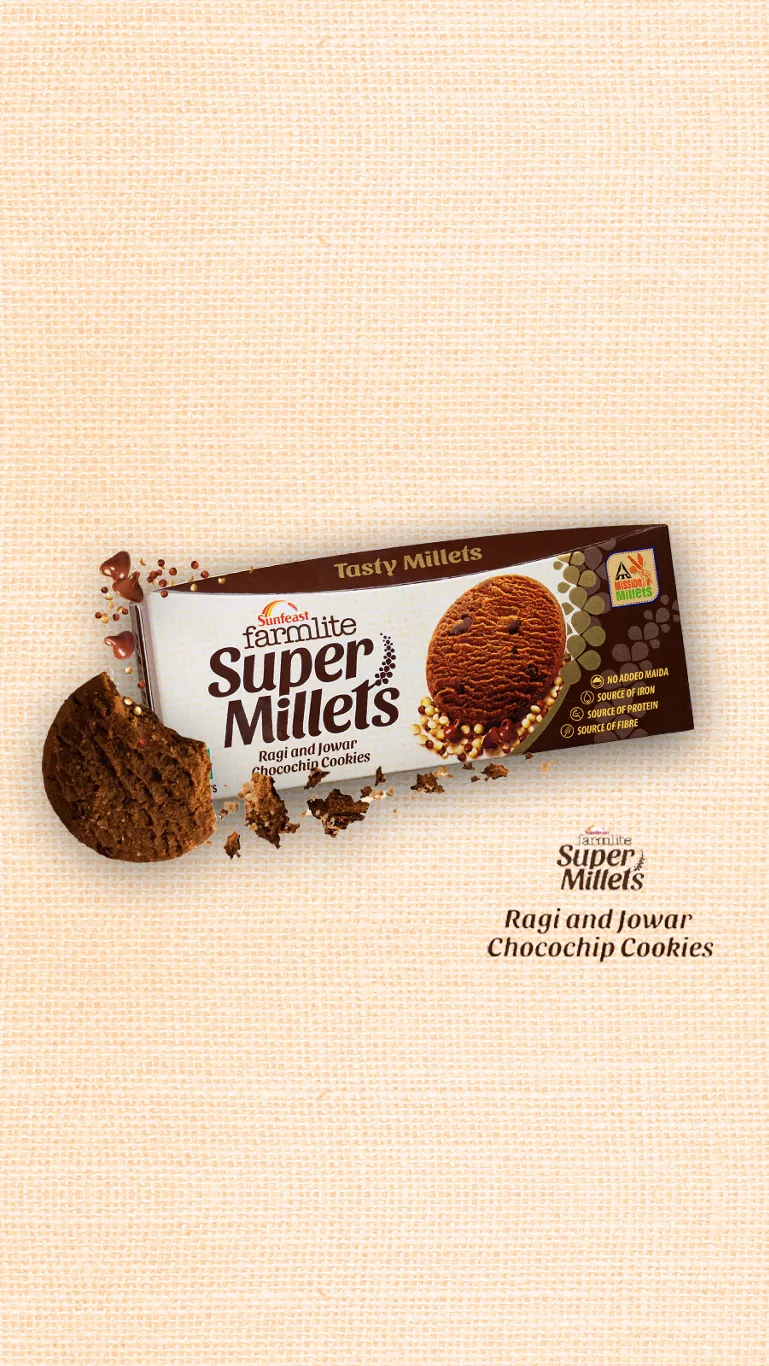 Super millet ragi and jowar choco chip cookies