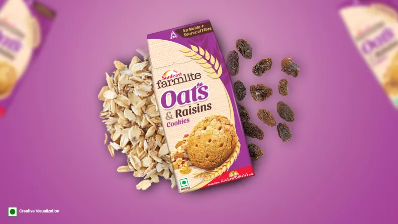 Sunfeast farmlite oats and raisins High fiber cookies