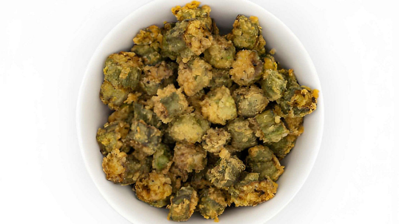 Crispy Fried Okra Bites in White Bowl
