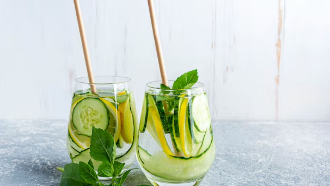 Refreshing cucumber and lemon infused water