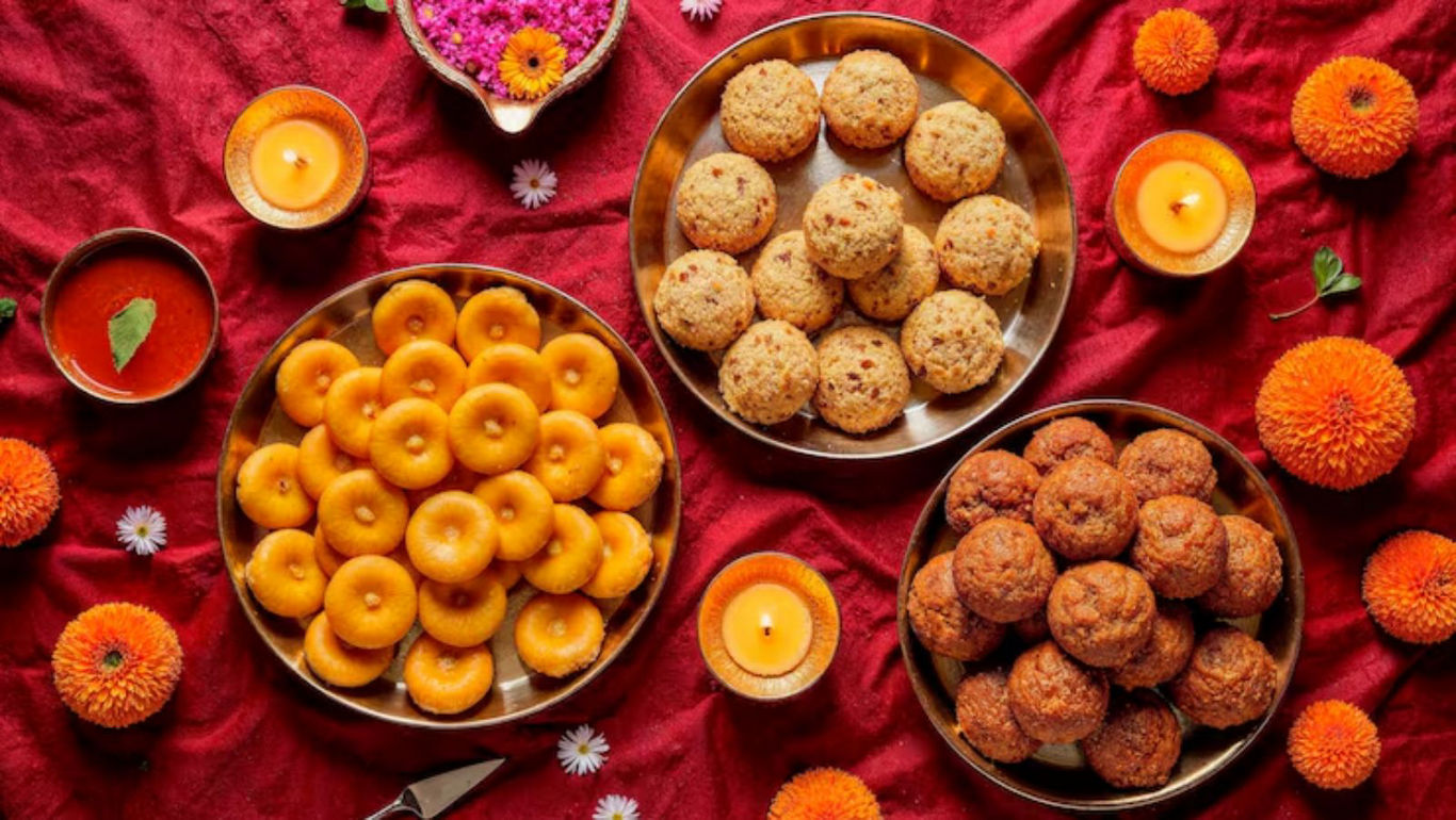 Traditional Indian Sweets on Festive Display