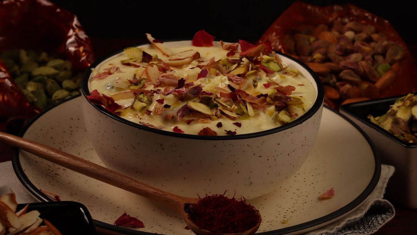Creamy Indian dessert garnished with nuts