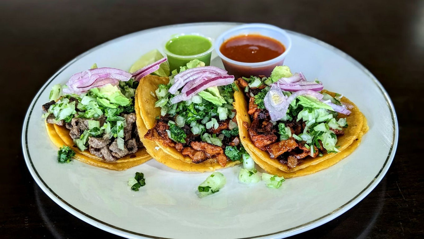 Three Tacos with Fresh Garnishes
