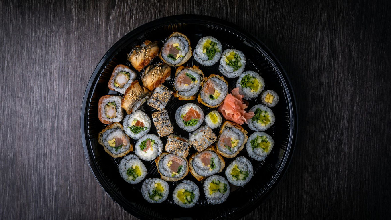 Assorted Sushi Platter with Rolls and Nigiri