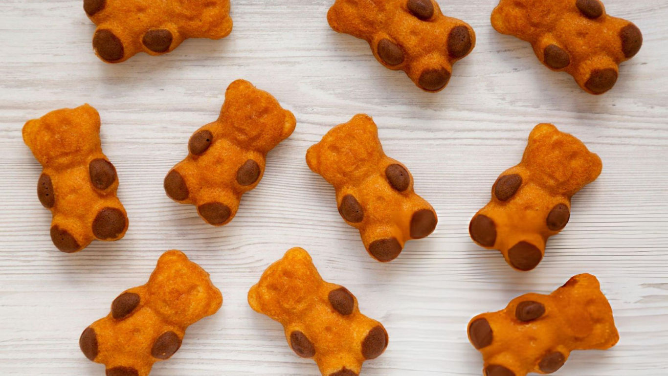Bear-shaped cookies with chocolate accents
