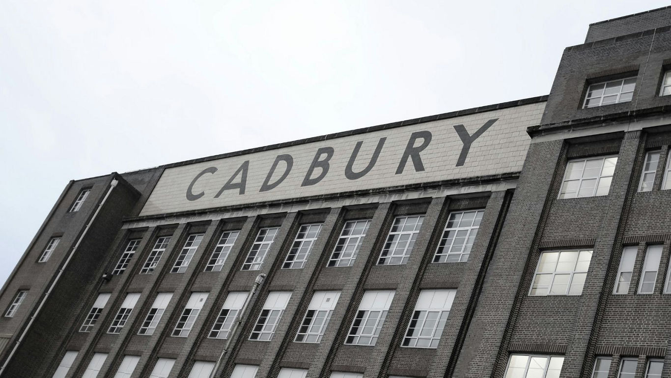 Cadbury factory exterior with large sign visible