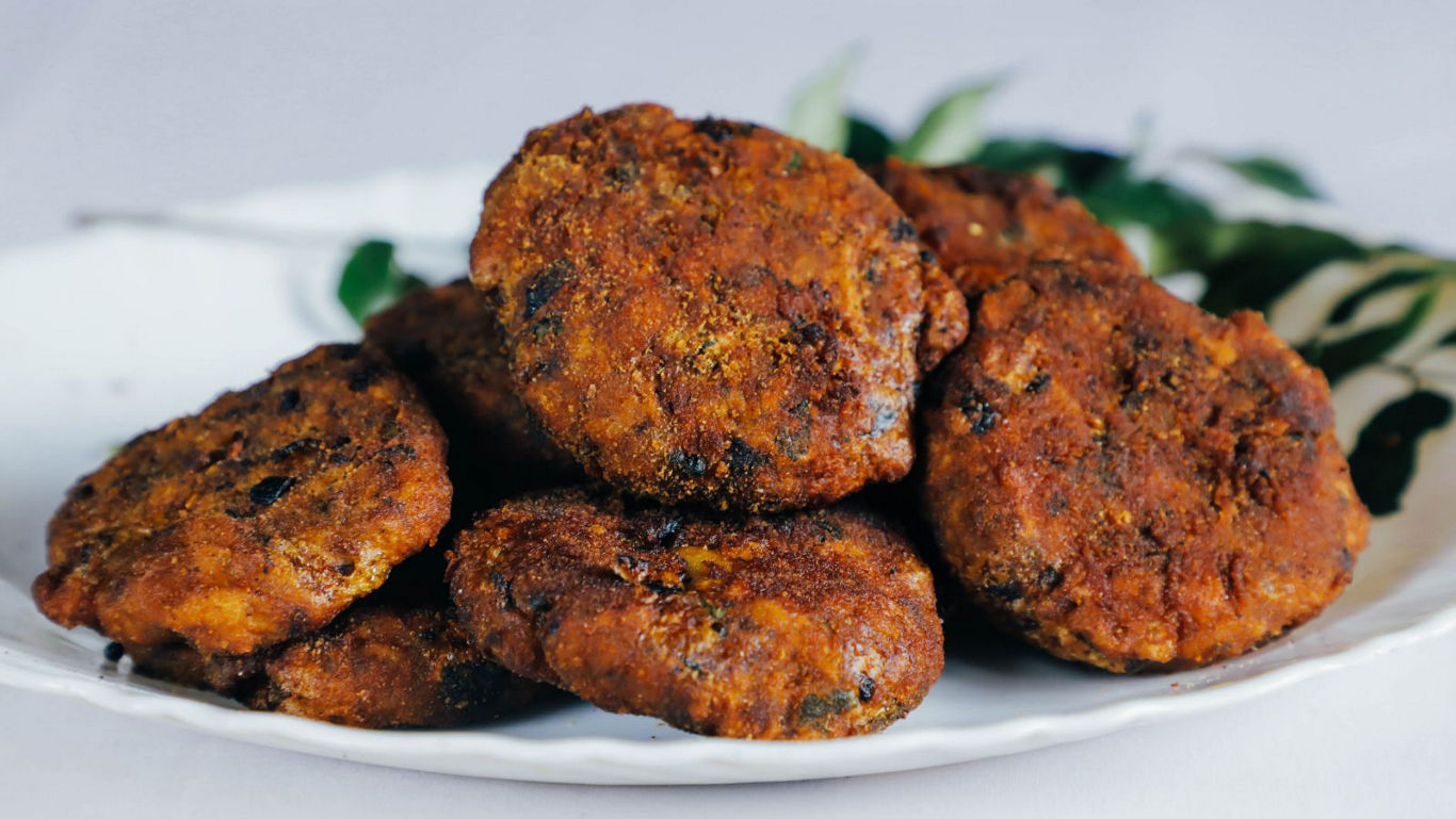 Plate of crispy fried savory patties