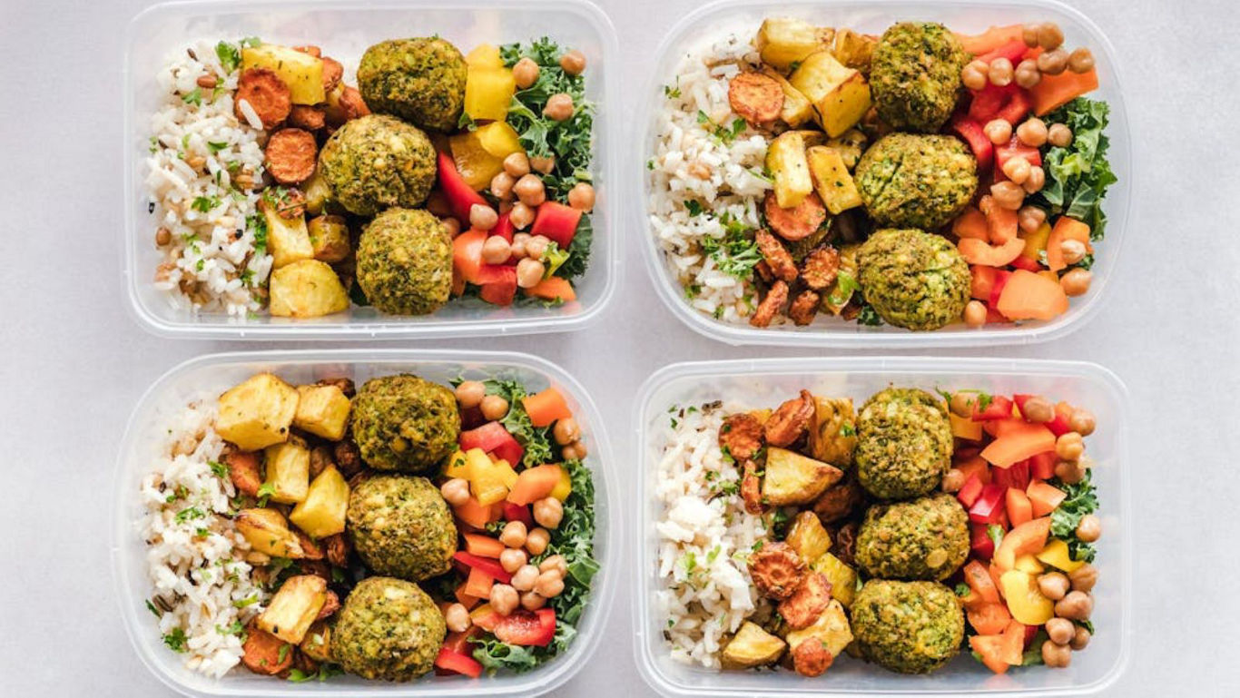 Healthy Vegetarian Meal Prep in Four Containers