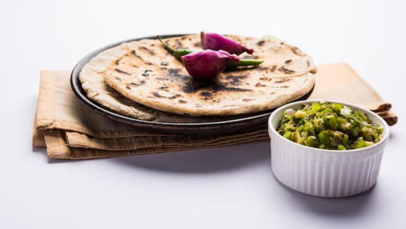 Grilled flatbread with vegetable side dish