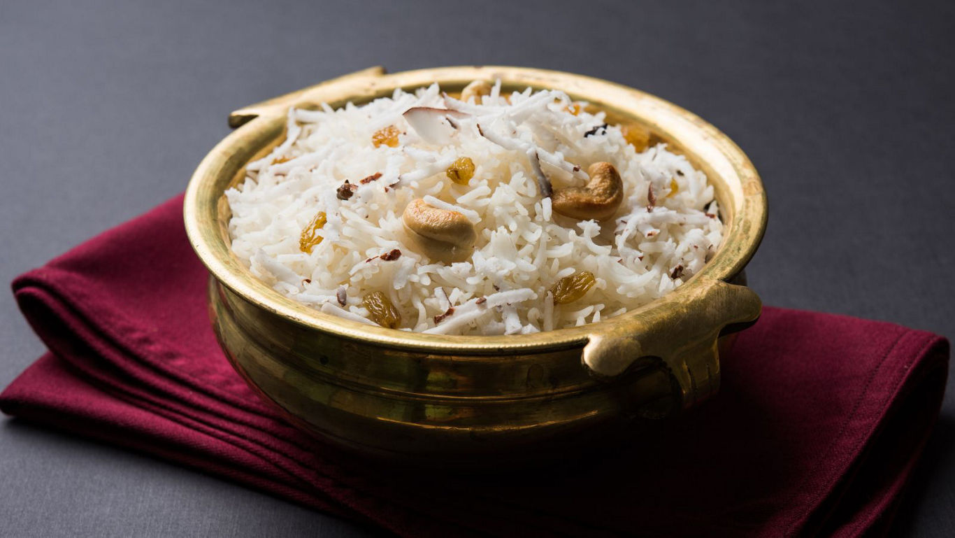 Festive basmati rice with nuts and raisins