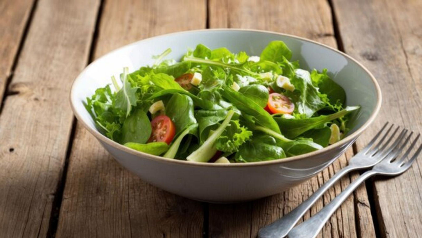 Fresh green salad with cherry tomatoes