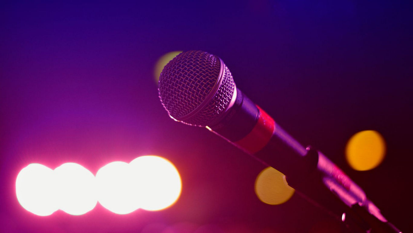 Close-up of microphone on stage