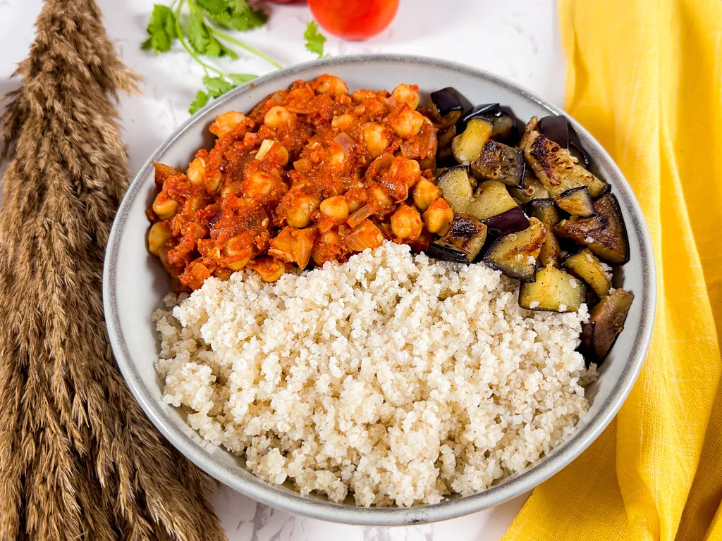 Harissa Eggplant Chickpea Stew: Harissa Millet Chickpea Stew | FoodiesOnly