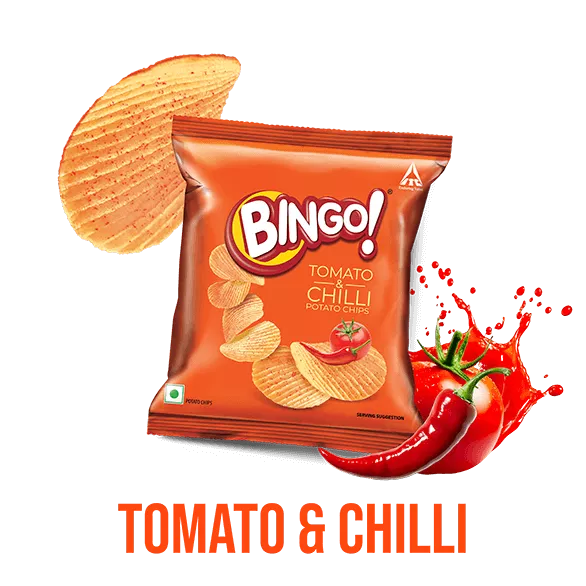 Tomato and Chilli Potato Chips - Bingo! Snacks