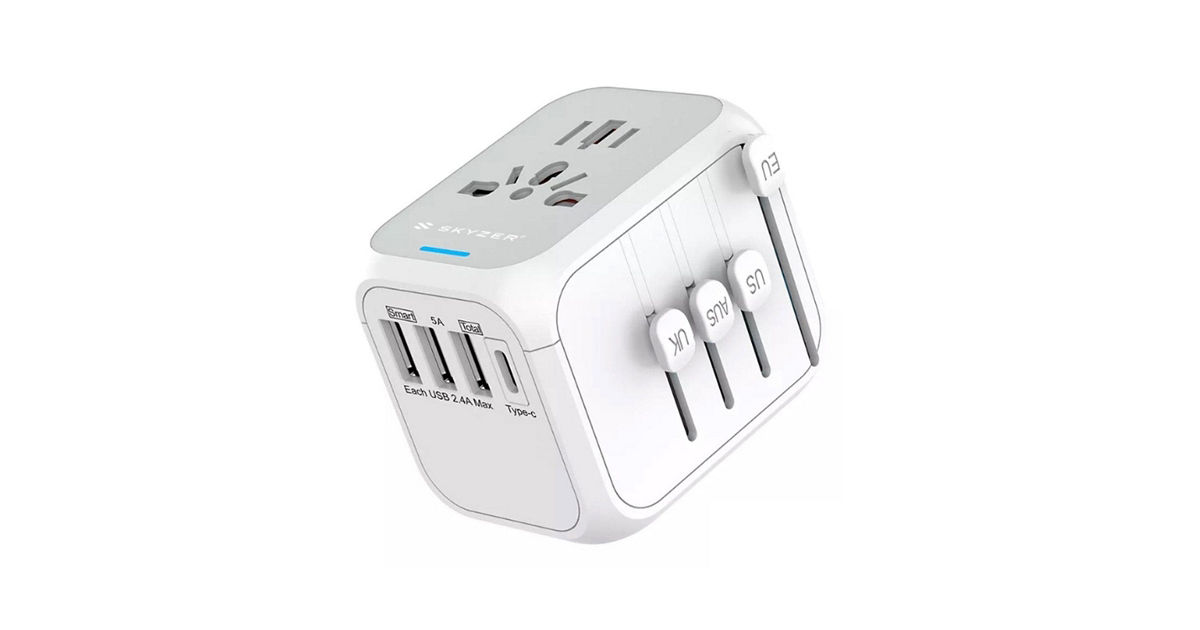 SKYZER PD156 TRAVEL ADAPTER 3USB-A 1USB-C | KRISSHOP - SINGAPORE AIRLINES
