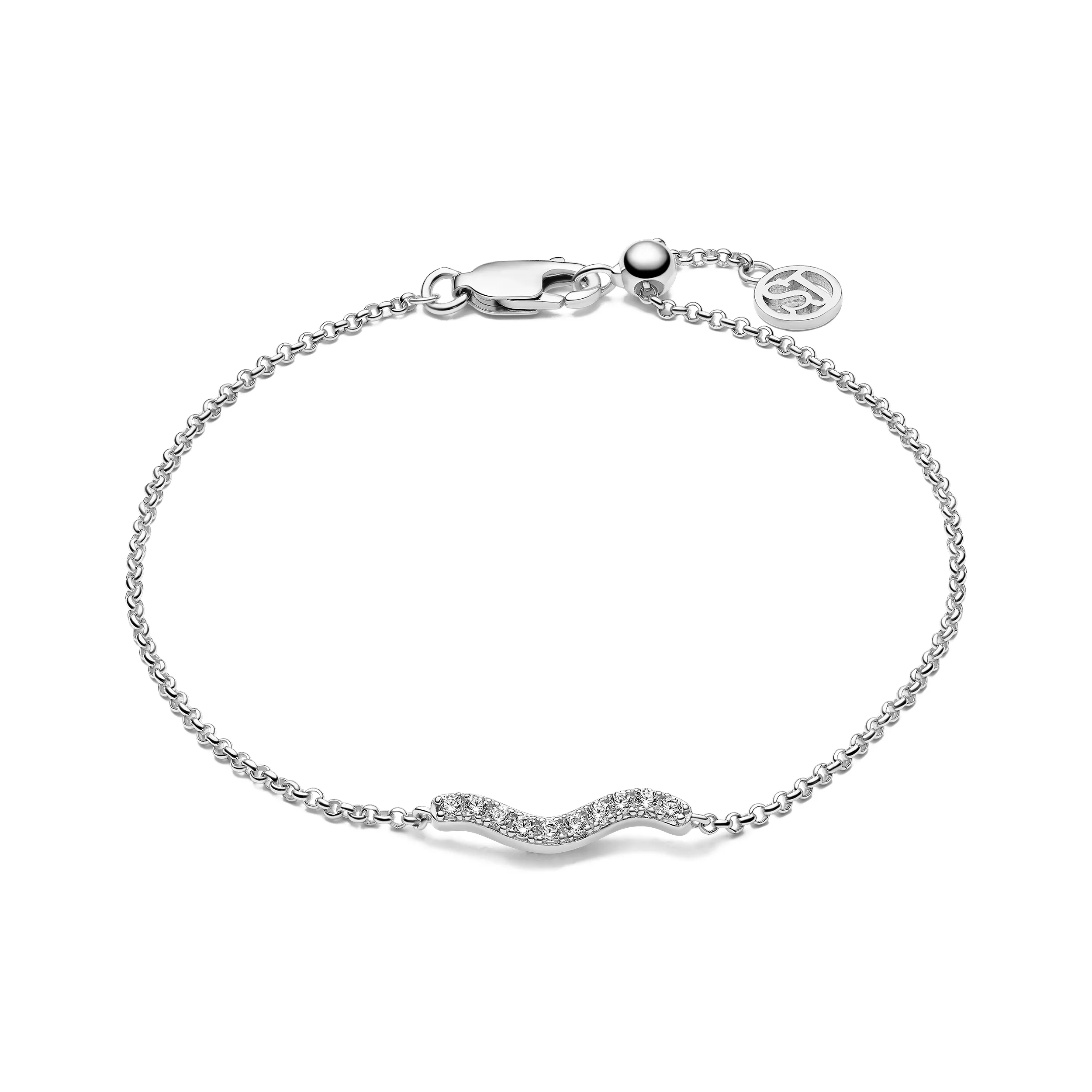 SIF JAKOBS ELLERA WAVES BRACELET RHODIUM SILVER & ZIRCONIA
