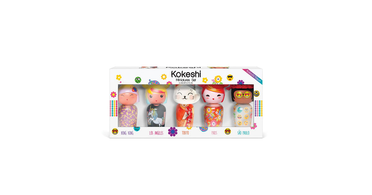 KOKESHI SET OF 5 MINIATURES EDT 5ML WITH NEKO, LOTUS, TONKA
