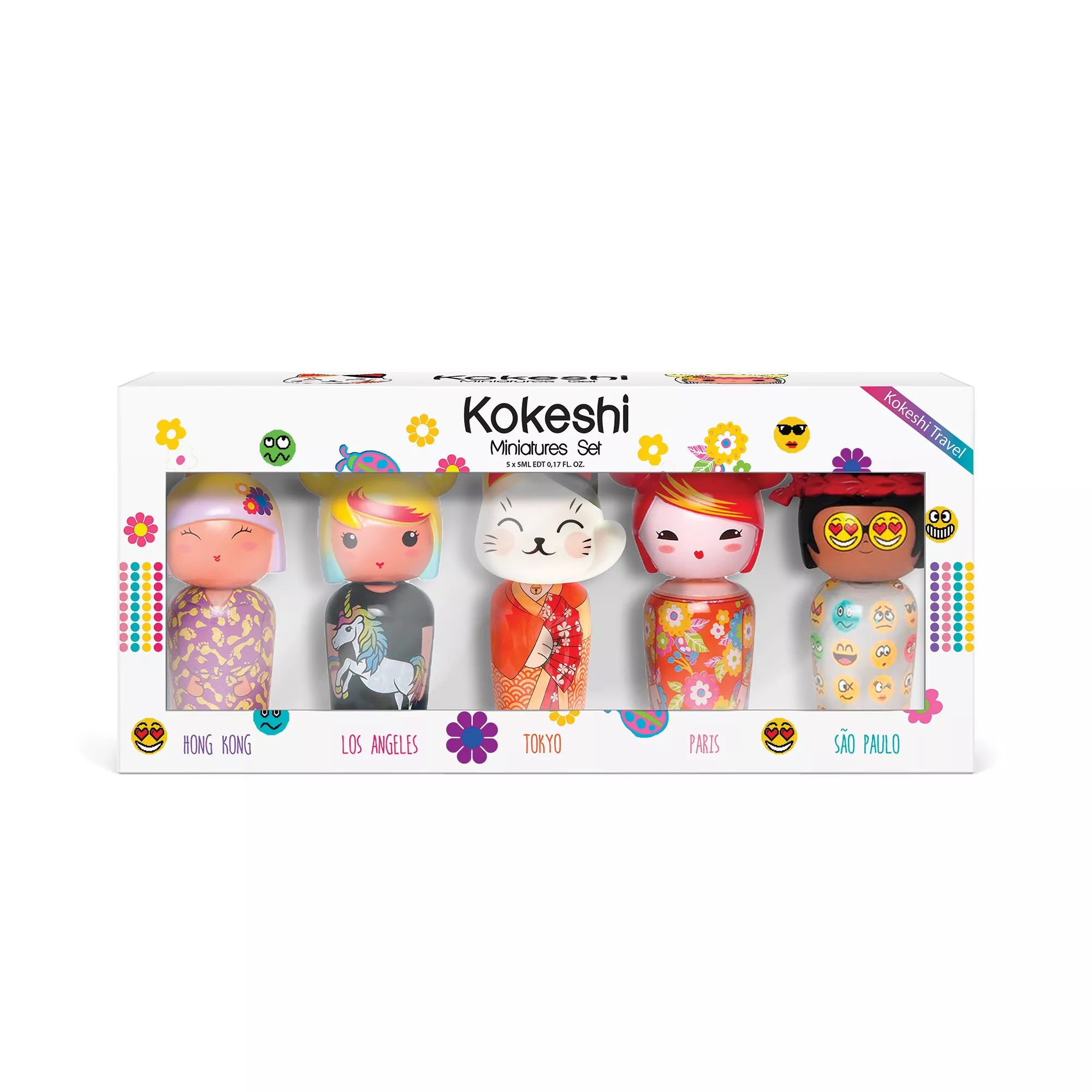 KOKESHI SET OF 5 MINIATURES EDT 5ML WITH NEKO, LOTUS, TONKA