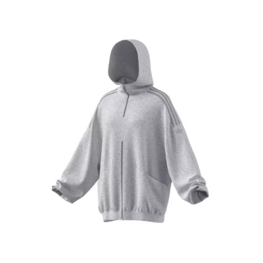ADIDAS HALF ZIP SWEAT HOODIE, GREY