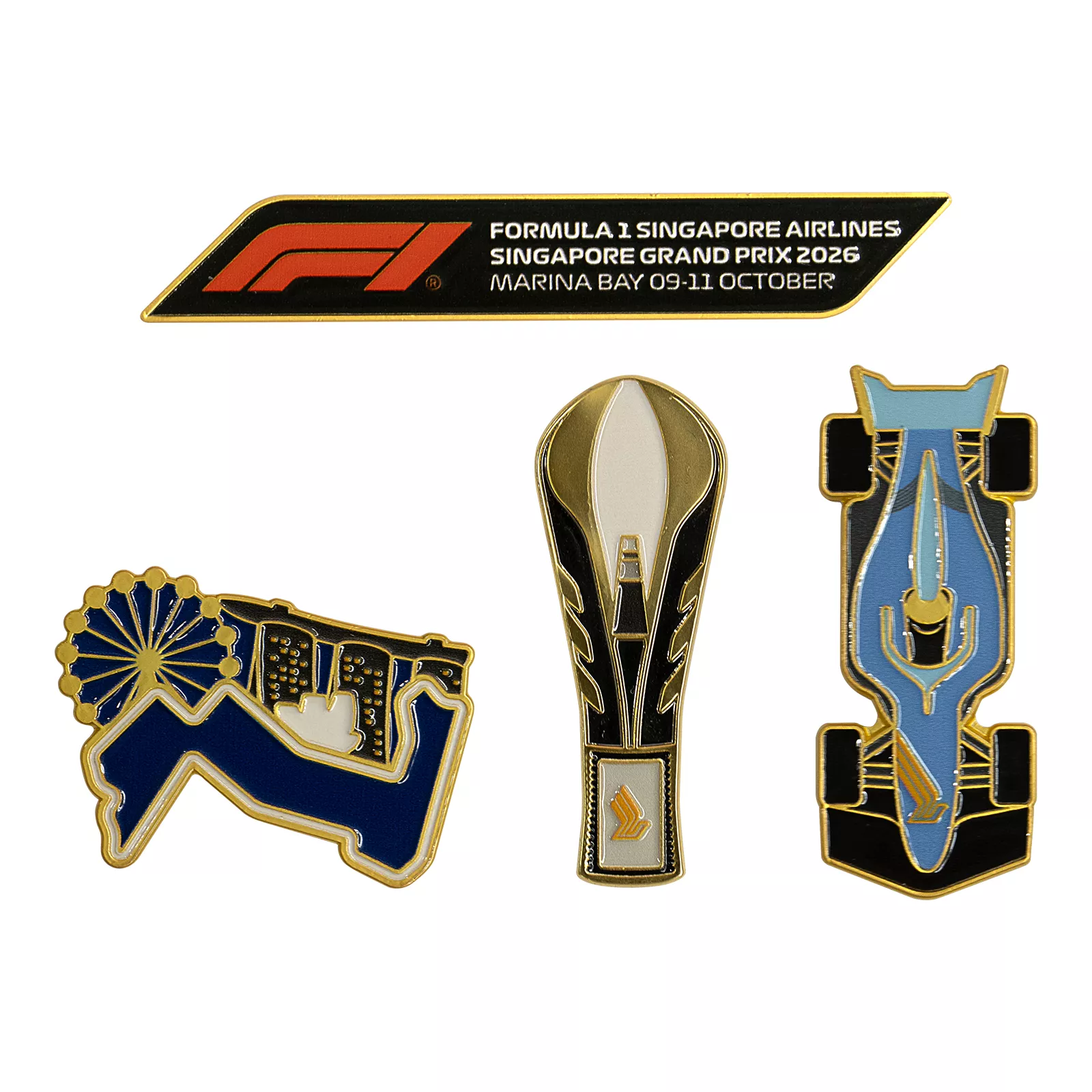 ENAMEL PIN SET OF 4 FOR FORMULA 1 SINGAPORE AIRLINES SINGAPORE GRAND PRIX 2026