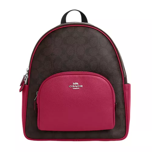 COACH Court Backpack In Signature Canvas Brown/Bright Violet  display picture 2