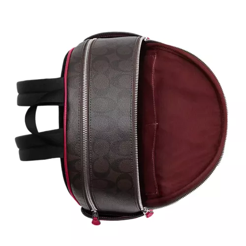 COACH Court Backpack In Signature Canvas Brown/Bright Violet 