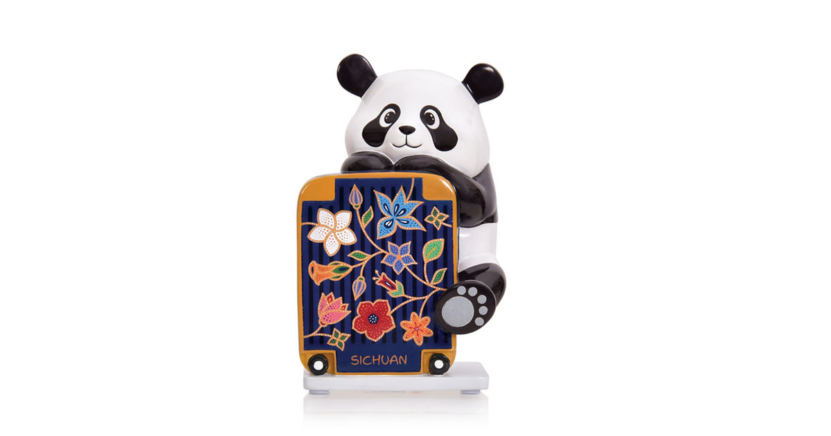 SQ DEST SERIES CHN PANDA W LUGGAGE FIGURINE | KRISSHOP - SINGAPORE AIRLINES