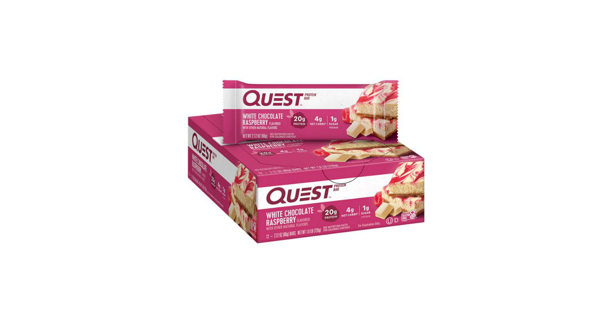 Quest Protein Bar - White Chocolate Raspberry (Box of 12 x 60g ...