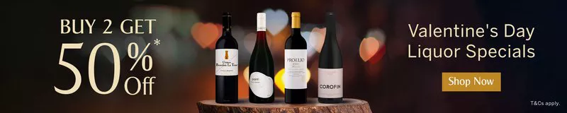 KrisShop's Buy 2 Get 50% off Valentine's Day Liquor Specials