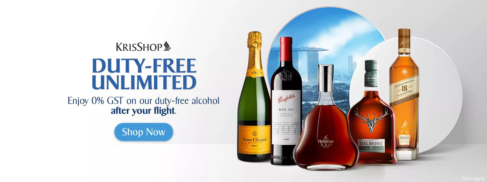 Enjoy 0% GST on our duty-free alcohol after your flight