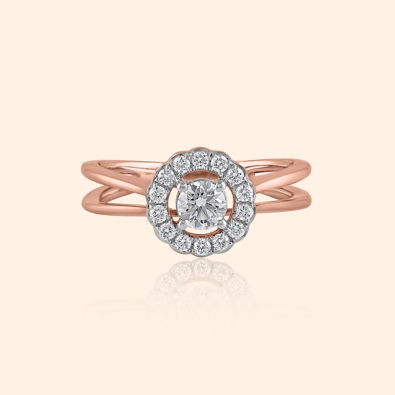 Radiant Halo Diamond Finger Ring