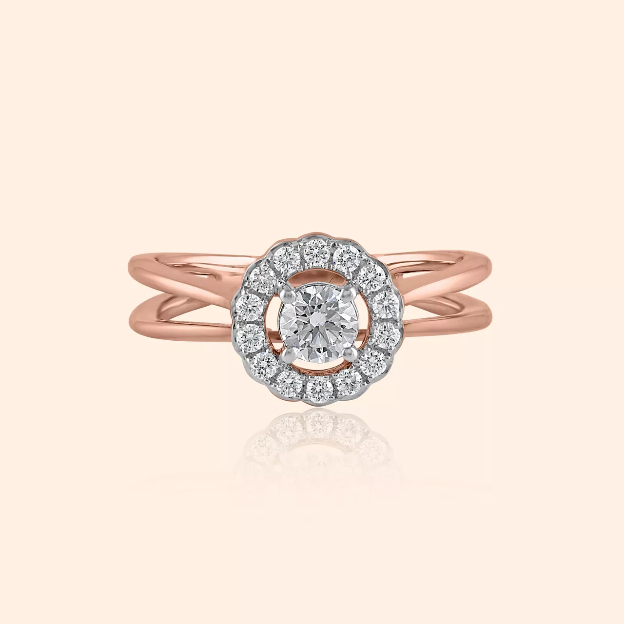 Radiant Halo Diamond Finger Ring