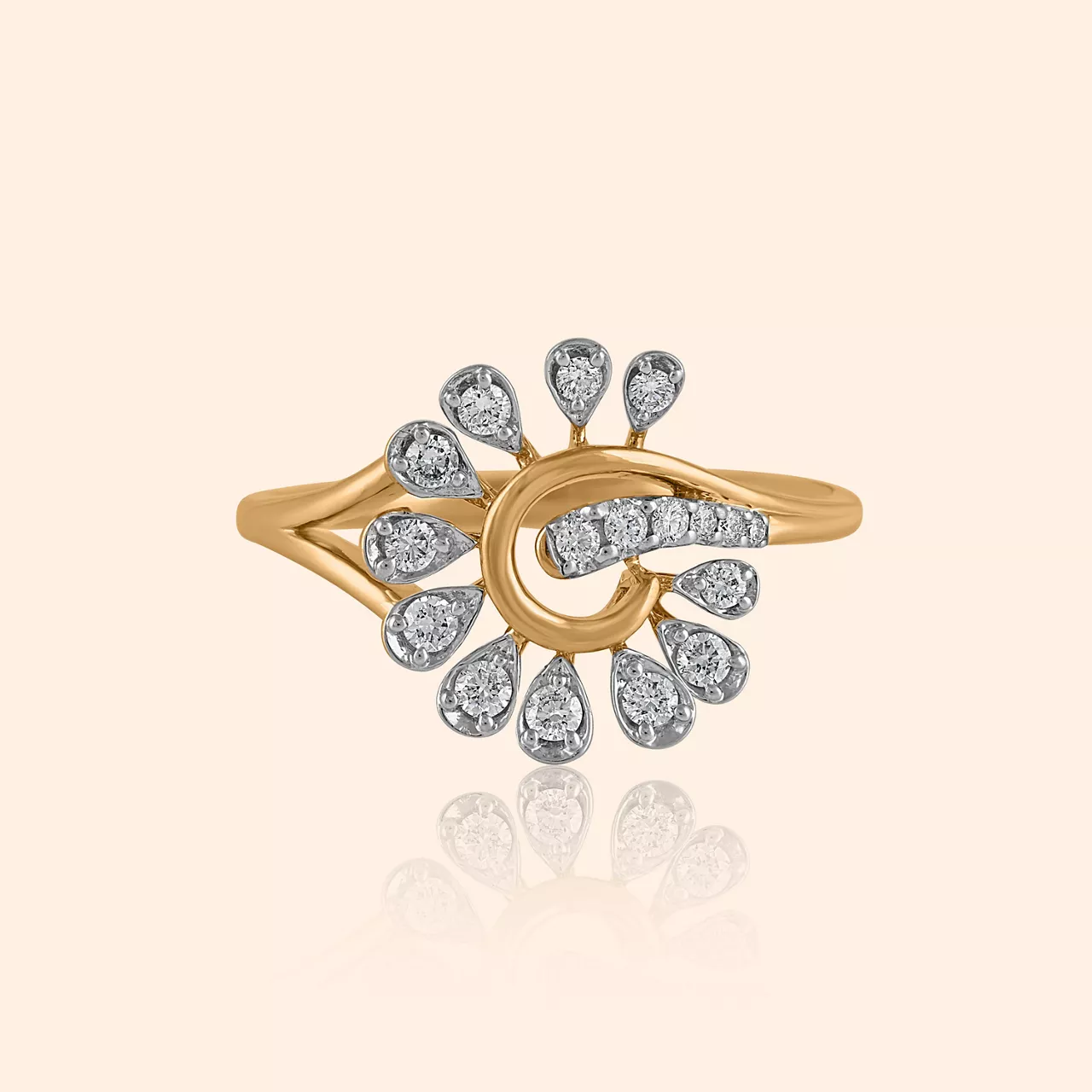 Spiral Dew Diamond Finger Ring