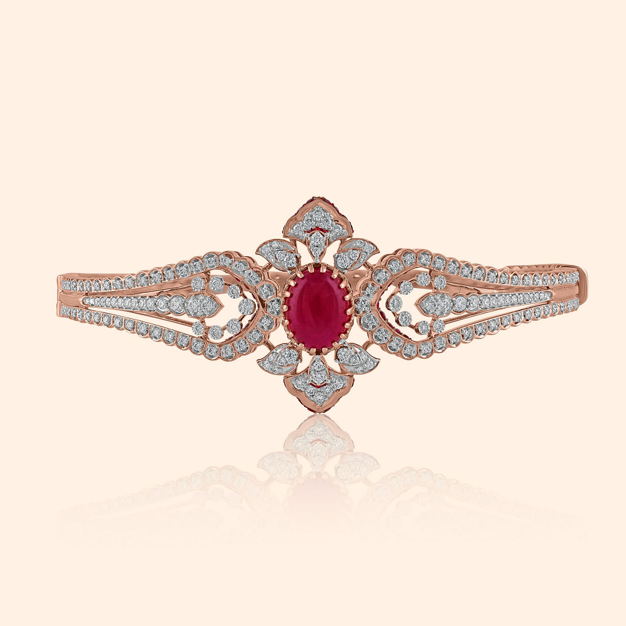 Rosy Flourish Diamond Oval Bangle