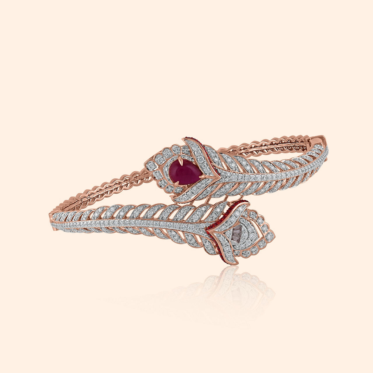 Magenta Swirl Diamond Oval Bangle