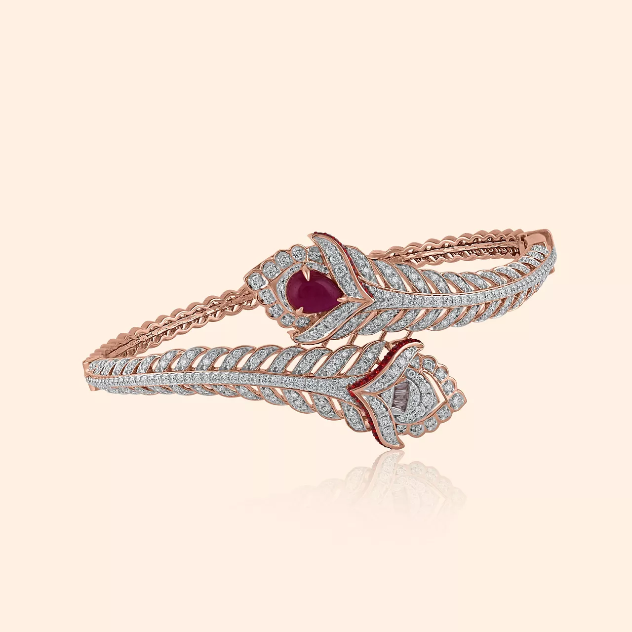 Magenta Swirl Diamond Oval Bangle